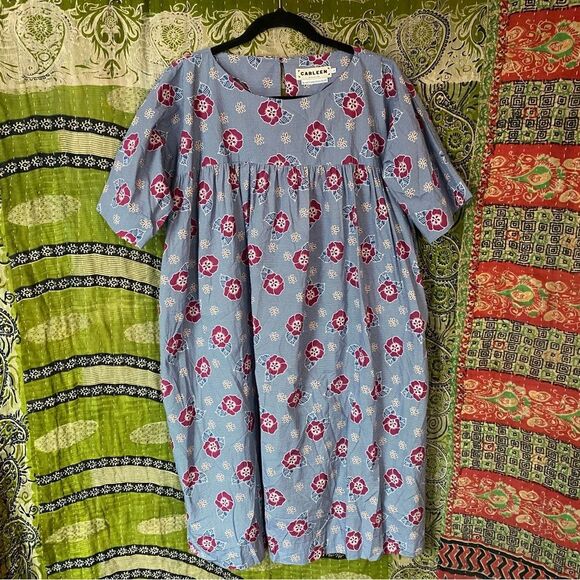 Carleen x Anthropologie Floral Michel Tent Tunic Midi Dress Size Extra Small - Picture 3 of 16